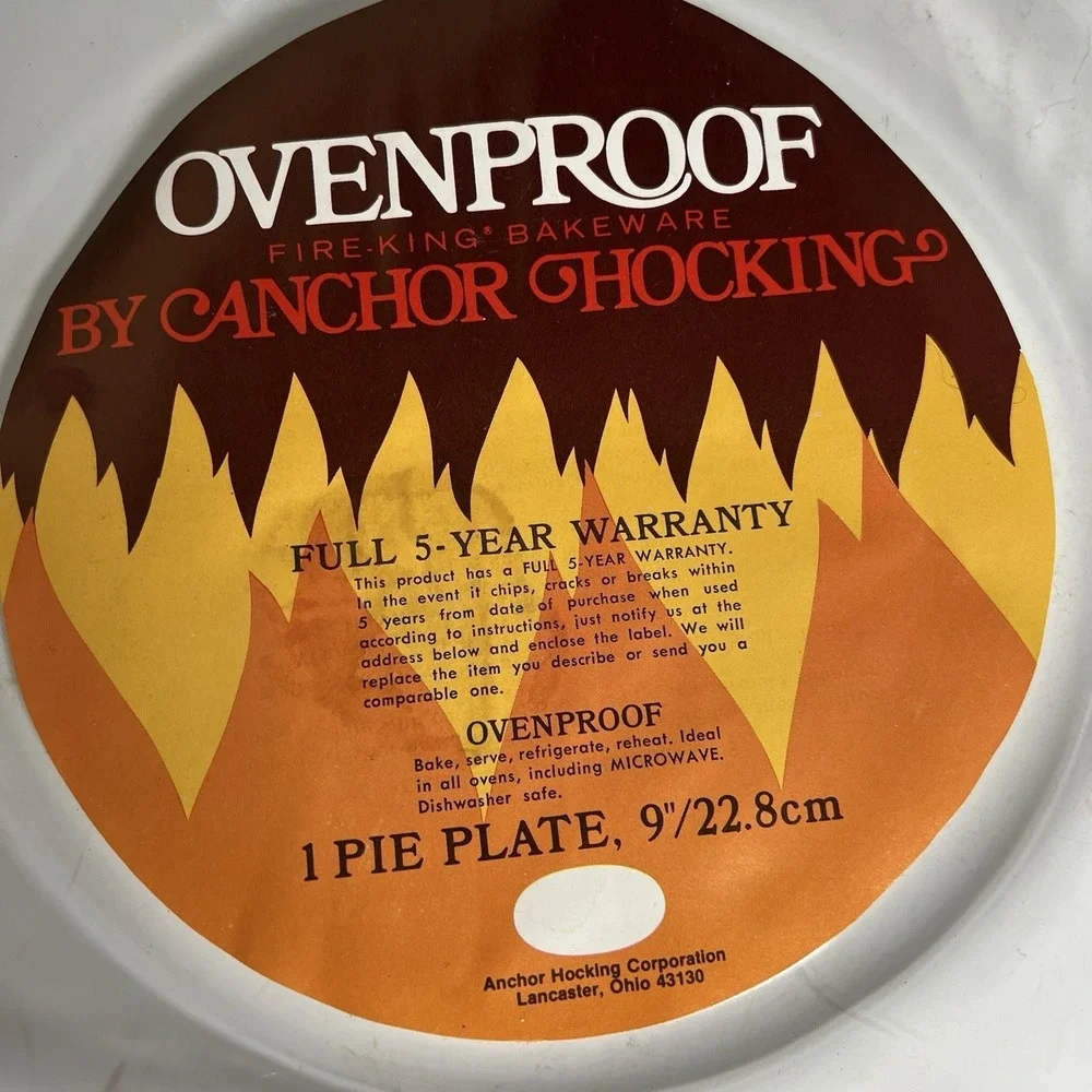 Fire King Ovenproof Anchor Hocking Pie Plate 9 Clear Dish 0.75 Quart‎